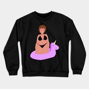 Cute Lady With Unicorn Floaty Crewneck Sweatshirt